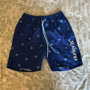 Hurley Gray and Blue Elastic Waistband Shorts